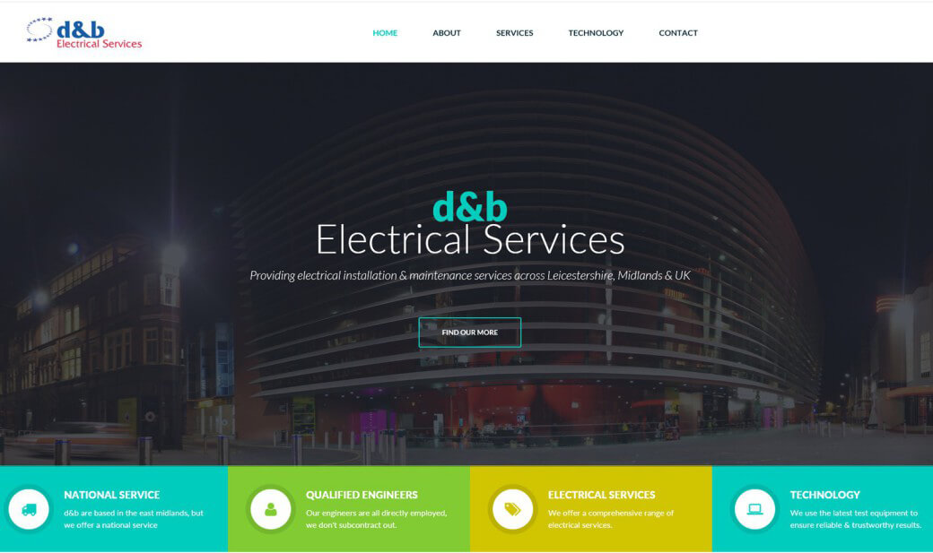 D&B Electrical Services website goes live.Iosys are pleased to announce the successful launch of our latest bespoke website, created for D&B Electrical Services Ltd, a Coalville, Leicestershire based electrical contractor.