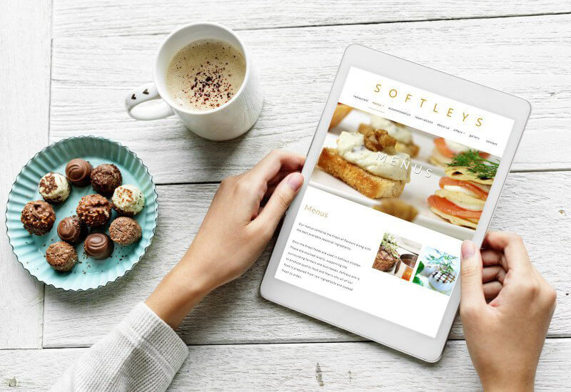 Website designed in Cumbria by Windermere based Iosys for Softleys Restaurant, Market Bosworth